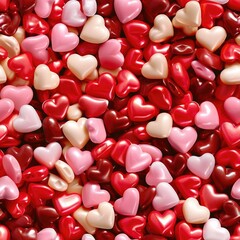 Poster - A large pile of red and white hearts. Suitable for Valentine's Day designs