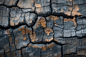 Poster - Detailed close-up of peeling paint on a piece of wood. Perfect for backgrounds or textures