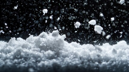 Poster - Snow falling in a black and white scene, perfect for winter themed projects