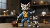 Fototapeta  - Whimsical Wonders: Close-Up of Tom and Jerry Toy Figurines
