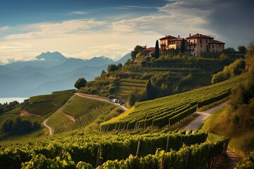 Sticker - Scenic vineyard in Italy at summer day