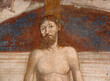 Cristo sofferente; affresco nel presbiterio della ex chiesa di San Giovanni nel parco archeologico di Castelseprio (Varese)