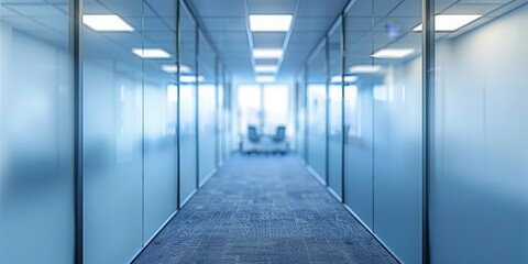 Poster - Modern Corporate Hallway Offering a Perspective of Clean Lines and Minimalistic Design, Reflecting Professionalism and Clarity, Generative AI