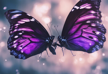 Wall Mural - Bright purple butterfly wings Butterfly wings texture background Detail of morpho butterfly wings Cl