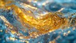 Gradient abstract gold and blue liquid background
