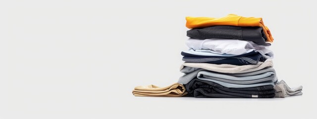 Wall Mural - Pile of t shirts in various colors isolated.