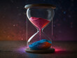Concept of time, hourglass, neon colorful created with generative ai technology