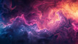 A colorful galaxy with purple, orange, and blue swirls