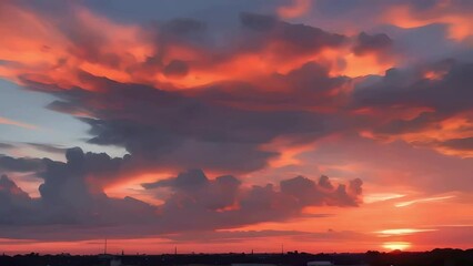 Wall Mural - sunset in the sky, AI generated 4k, loop video.