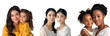 Selection for Happy Mother’s Day with Mother Figure and Daughter in Various Ethnic Groups, Isolated on Transparent Background, PNG