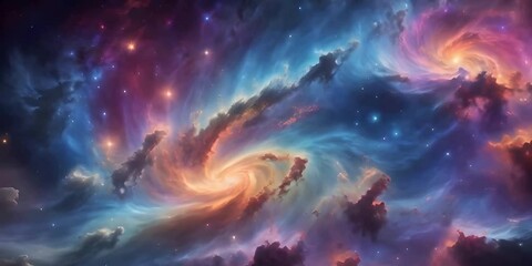 Wall Mural - vibrant cosmic nebula, colorful space and starry sky, ai generated 4k, loop video.