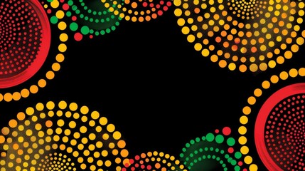 Wall Mural - Vivid Abstract Dot Swirls on Black Background Vector Design