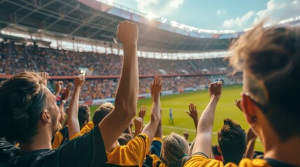 Spectators cheering from the sidelines of the soccer field