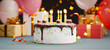 birthday cake celebration concepts backgrounds. 3d rendering