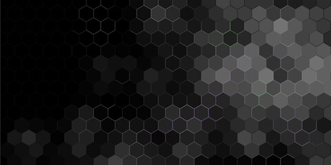 Fototapete - dark futuristic technology background with colorful hex pattern
