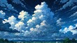 dark sky with clouds landscape cartoon anime from Generative AI