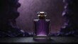 purple perfume bottle on fantasy background from Generative AI