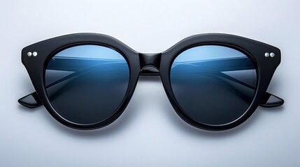 Vintage sunglasses with a black plastic frame are showcased on a white background.