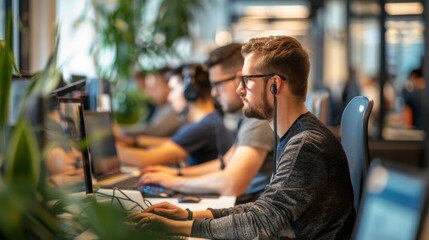 Aufkleber - A DevOps team in a bustling tech hub, deploying code with seamless precision, in a documentary photography style.