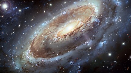 Wall Mural - a panoramic view capturing the majestic spiral arms of a galaxy as they stretch out from the glowing