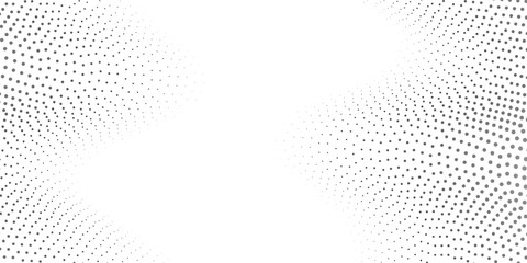 Flowing dots particles wave pattern 3D curve halftone black gradient curve shape isolated on white background. Vector in concept of technology, science vector modern
