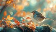 Peaceful sounds of birds chirping and leaves rustling in the breeze, , professional color grading,soft shadowns, no contrast, clean sharp,clean sharp focus, digital photography, minimalist