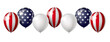 Colorful balloons with USA flag printed on them over isolated transparent background