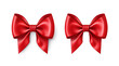 Realistic red ribbon and bow isolated on white and transparent background