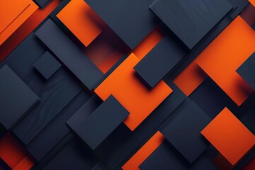 Wall Mural - dynamic geometric shapes in contrasting navy and orange abstract futuristic background