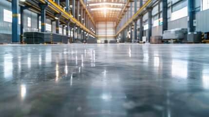 Industrial building or modern factory for manufacturing production plant or large warehouse Polished concrete floor clean condition and space for industry product display or industry background