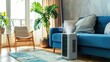 portable air conditioner or mobile air cooler in modern living room