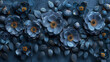 dark flowers, black flowers 3d ilustration
