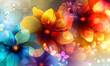 flowers Fantasy fractal design Psychedelic digital art 3D rendering Digital technology transparent colorful flowers in abstract graphics Illumination of vibrant radiance of neon flower Raster version.