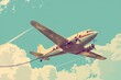 retrostyle flying aircraft towing vibrant advertisement banner vintage travel concept illustration