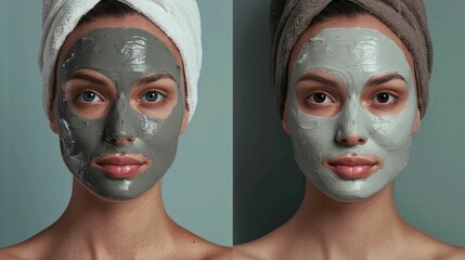 Wall Mural - Radiant Skin Transformation Purifying Mud Mask Application for Detox and Rejuvenation