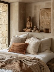 Wall Mural - Egyptian Themed Bedroom Interior with Hieroglyphics