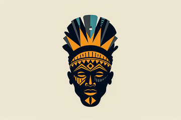 Wall Mural - African man donning a traditional tribal mask