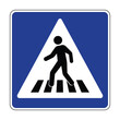 pedestrian walk road crossing safety warning sign pedestrian road crossing area zebra cross blue sign