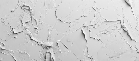 White paint is peeling off a wall, revealing the raw surface underneath in a close-up shot