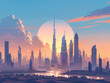A scenic portrayal of the distinctive cityscape of Dubai