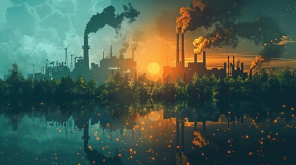 representation of carbon pollution from factories