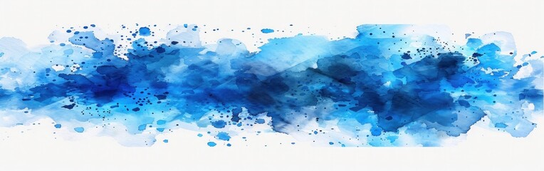 Colorful Abstract Watercolor Splashes on Isolated Blue Background