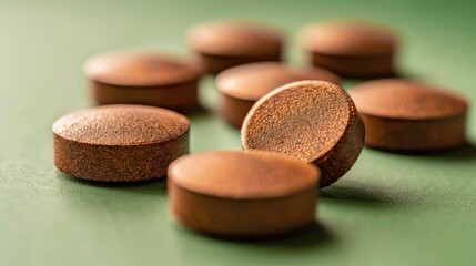 Brown tablets blistering against a backdrop of green