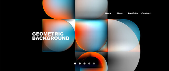 Aufkleber - A geometric background featuring circles and squares in electric blue colors on a black backdrop. Perfect for Automotive lighting, Eyewear, and multimedia display devices