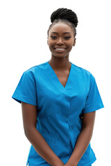 Portrait of 25 years old afro american female nurse wearing green uniform