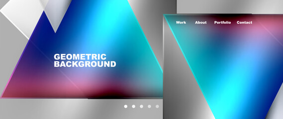 Aufkleber - A geometric background featuring triangles on a gray background, with shades of electric blue like Azure. Perfect for displaying on a communication device, gadget, or mobile device