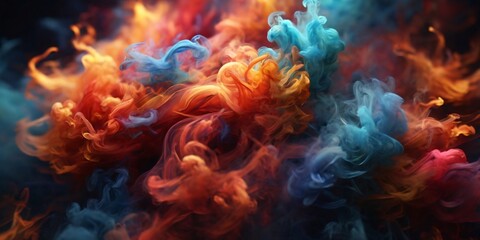 abstract Swirling wisps of smoke in vibrant colors background