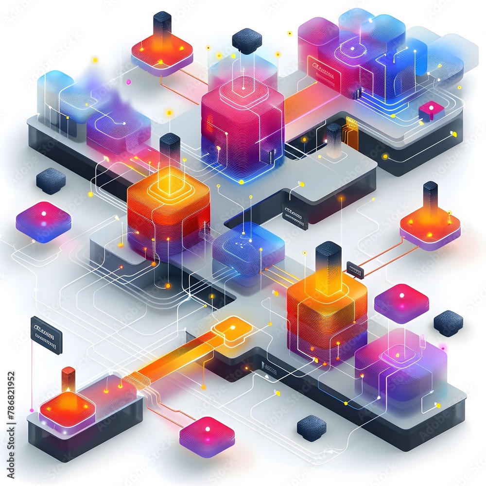 Data Merging Visualization Integrated Data Visualization System Showcasing the Convergence of ...