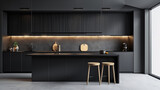 Fototapeta Tulipany - Creating a modern kitchen with sleek black and white minimalist aesthetics.