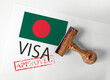 Bangladesh Visa Approved with Rubber Stamp and flag
